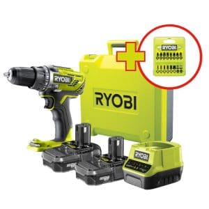 Ryobi R18DD3-220T Bore- skruemaskine sæt 2x2,0 Ah i Toolbox